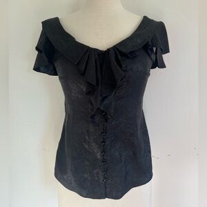 Zac Posen Womens Silk Blouse Black Size 8